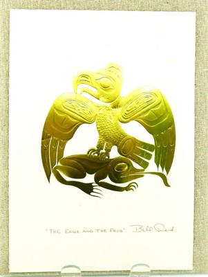 EMBOSSED GOLD Raven Bear Eagle Frog 6.25/" x 9/" 4 BILL REID Haida Art Cards