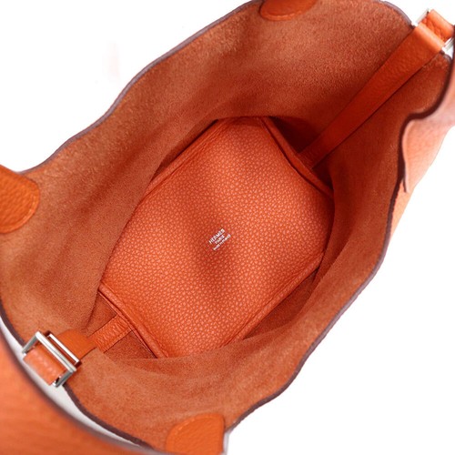 HERMES Picotin Lock 18 Pm Handbag Taurillon Clemence leather, Feu - Picture 3 of 12