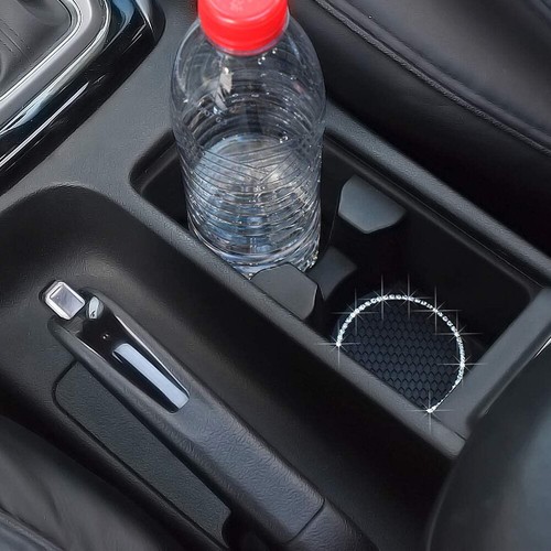 2PCS Car Accessories For Women Black Bling Rhinestone Cup Holder Insert Coaster - Picture 4 of 12