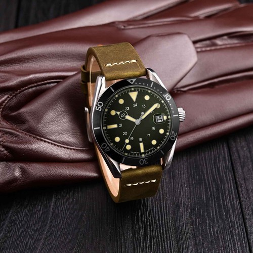 Correa de reloj de cuero de grano superior WOCCI 17 18 19 20 21 22 24 26 mm para hombre - Imagen 82 de 115