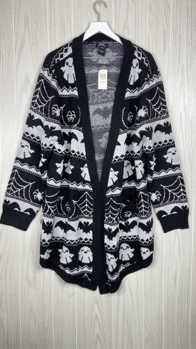 Hot Topic Social Collisions Ghost Cardigan Size 3X Black White NWT
