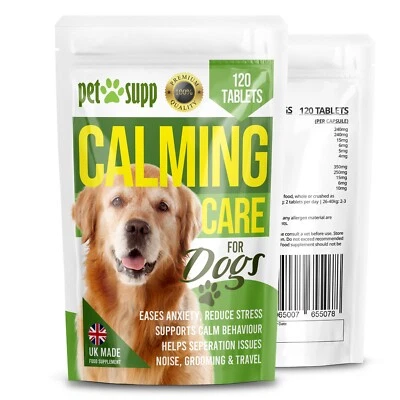 PETSUPP Dog Calming Tablets Supports Calm & Relaxed Behaviour 120 Supplement Tablets