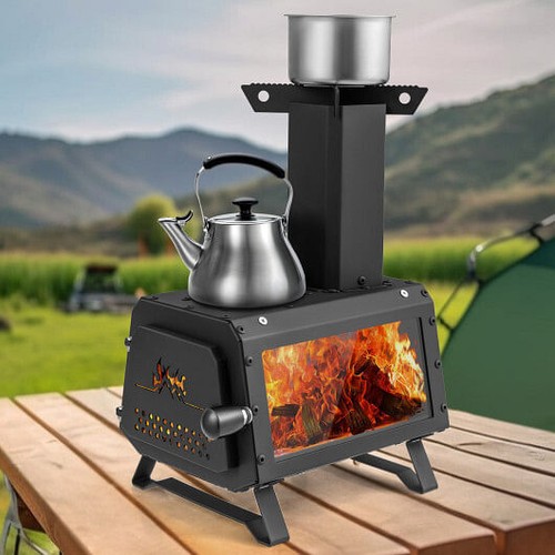 Patented Portable Wood Camping Burning Stove Heater with 2 Cooking Positions - C - Picture 2 of 5