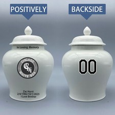 Ceramic Medium Urn for Chicago White Sox Baseball Theme, Custom Text  Number