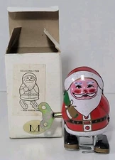 Vintage Alexander Taron MS241 Collectible Wind Up Tin Toy Santa Claus W/Box, Key