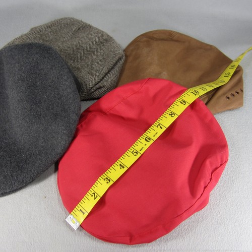 Lot of 4 Newsboy Hats Gray Red Brown Wool Leather Cap Kangol LL Bean Eddie Bauer - Picture 7 of 12