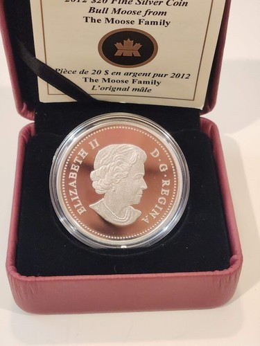 2012 Canada $20 Bull Moose Moose Family Fine Silver Coin NEW Proof Mint Ltd 7500 - Picture 4 of 5