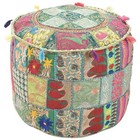 22" Indian Handmade Green Cotton Patchwork Ottoman Pouf Cover Cushion Cover AU