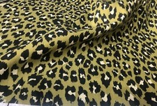 Green & Black Leopard Animal Print Fabric Cotton Curtain Material - 280cm wide