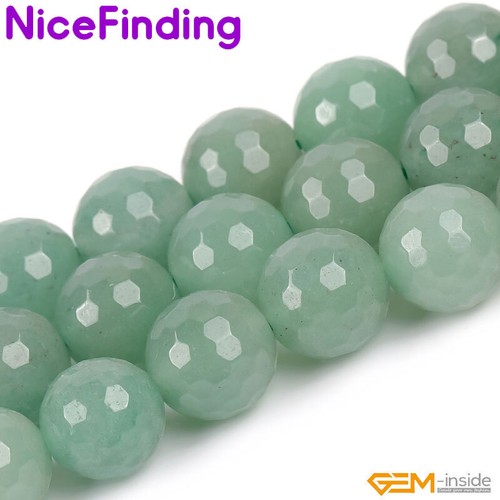 Faceted Green Aventurine Jade Gemstone Round Spacer Beads Jewelry Making 15" - Picture 7 of 50