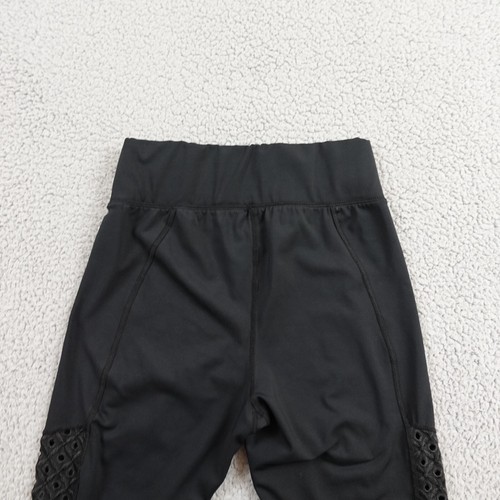 Carbon 38 High Rise Ankle Leggings Womens Medium Black Floral Detailing Yoga Run - Picture 12 of 13