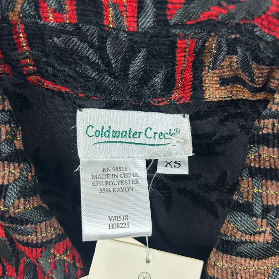 Chaqueta Coldwater Creek para mujer XS marrón negro parche brillante abrigo reversible nueva con etiquetas Foto 2 de 4