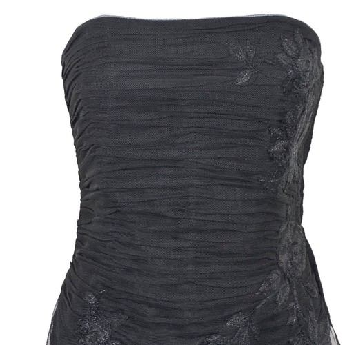 Liancarlo Couture schwarz Seide Spitze trägerlos Abend Cocktail Midi Kleid Gr 10 - Bild 2 von 11