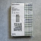 IKEA Snarjmara TWIN Duvet Cover and Pillowcase Set Green Checked Plaid Yarn dyed