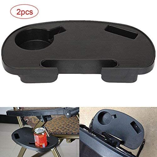 2Pcs Clip On Side Table Tray Cup Holder Bottle Stand For Sun Lounger / Camping - Picture 3 of 8