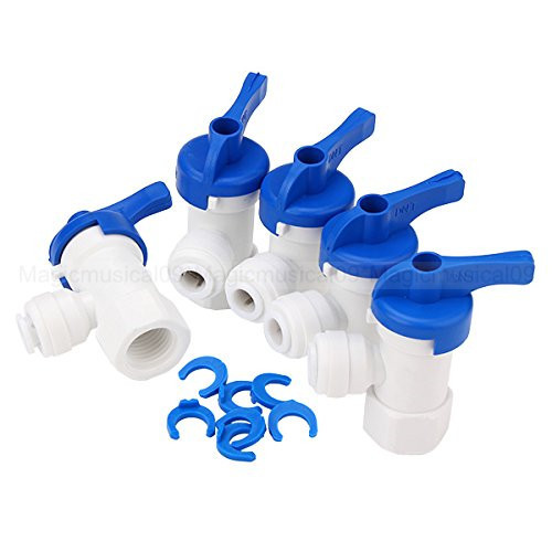 5 piezas filtro de agua Ro tanque de agua válvula de bola codo 1/4" tubo plástico blanco 3,2G - Imagen 1 de 3