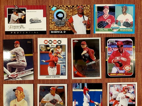 REDS BASEBALL CARDS STARS GRIFFEY LARKIN RC VOTTO RC LEAKE RC AU SANDERS RC ROSE - Picture 2 of 4