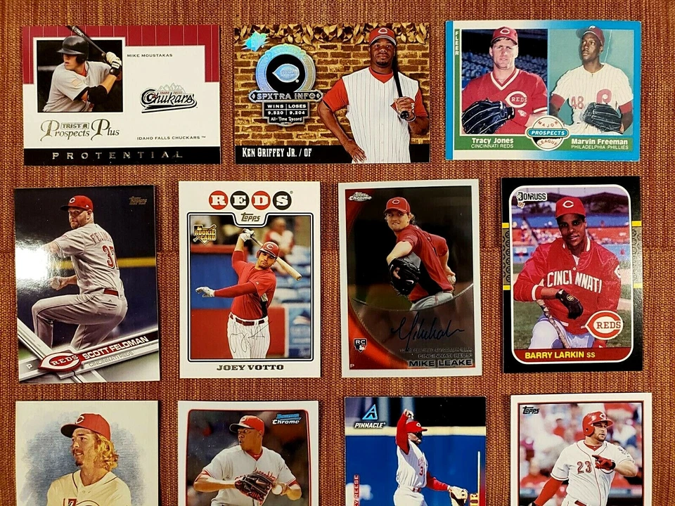 TARJETAS DE BÉISBOL ROJAS ESTRELLAS GRIFFEY LARKIN RC VOTTO RC LEAKE RC AU SANDERS RC ROSE Foto 2 de 4