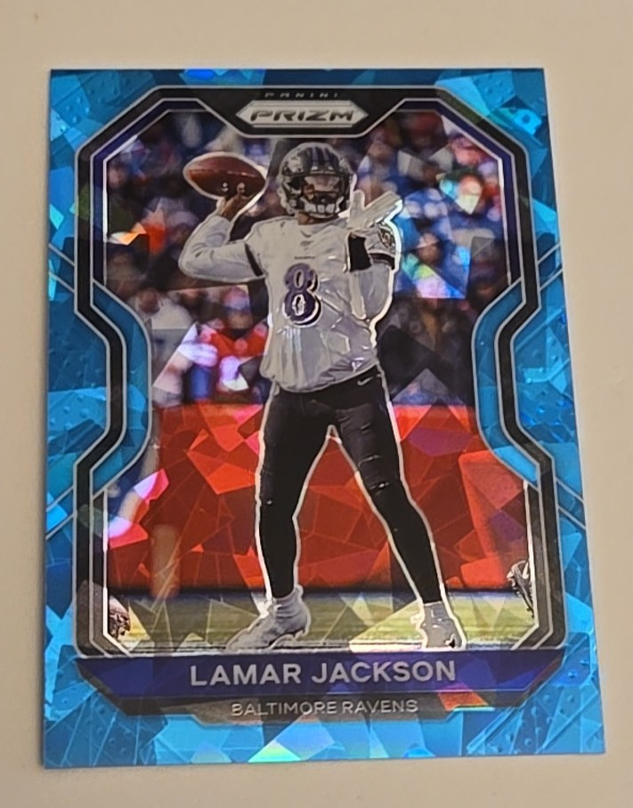 2020 Panini Prizm - Blue Ice Prizm #37 Lamar Jackson /99