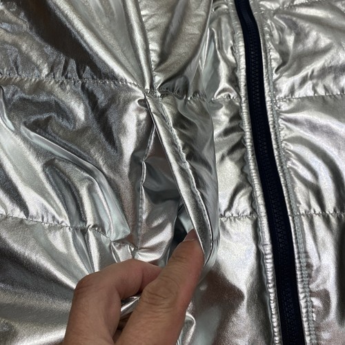 Chicos Zenergy 2 Metallic Puffer Reversible Vest Jacket Silver Snake Skin NEW - Picture 8 of 22