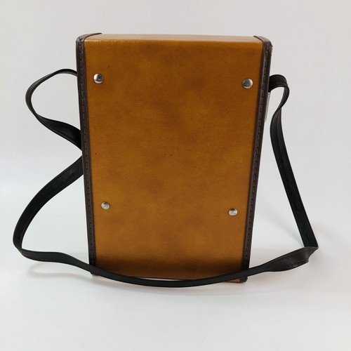 VTG Brown Hard Faux Leather Camera Case Bag Purse Crossbody MCM 60s Boho Hipster - Picture 4 of 8