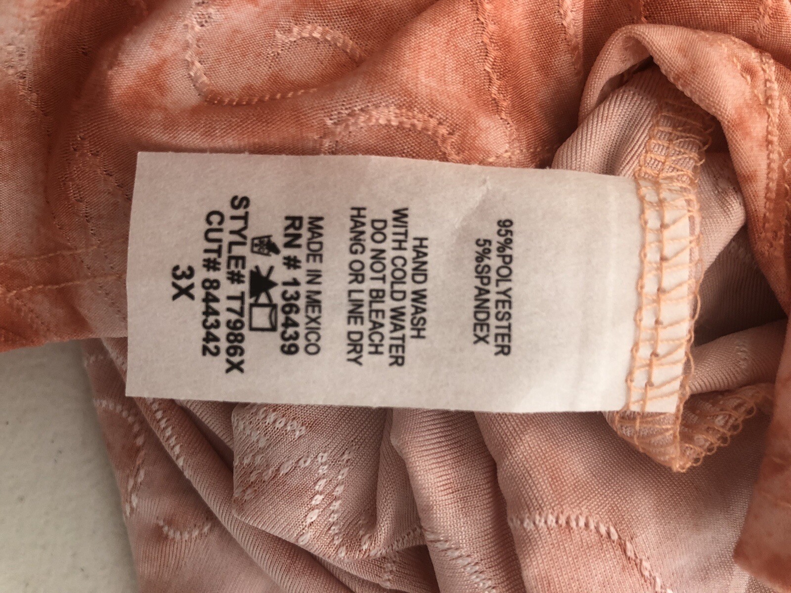 NEW Amana Women's XL Sleeveless Embroidered Tunic Top Blouse Peach Tie Dye E54