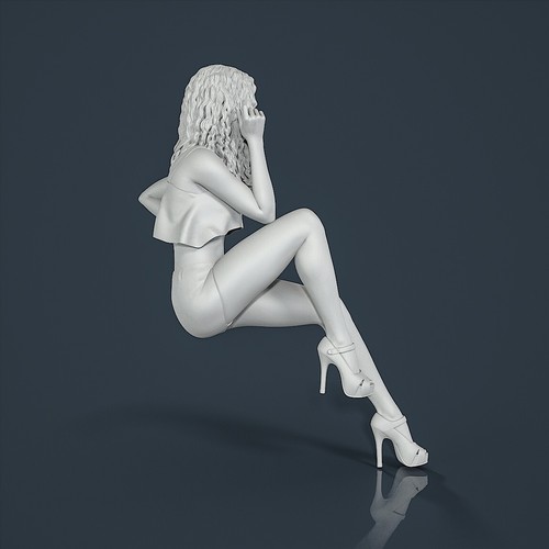 Unpainted resin figurine. Woman girl sits dressed nude 1/18 1/24 1/32 1/43 - Zdjęcie 5 z 12