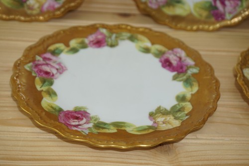 L&S Limoges Gold with Pink Roses (5) Dessert, Pie or Salad Plates, 7" (G71) - Picture 6 of 13