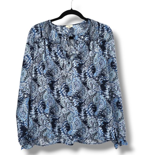 Joie Blouse Floral Print Tie V Neck Long Puff Sleeve Top Ruffle Blue XS