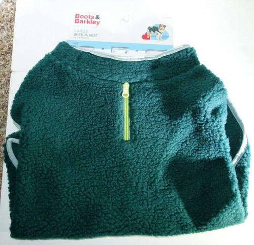 Green Sherpa Dog Cat Pet Sweater Vest Jacket w/ Pocket Size Large Boots Barkley - Picture 2 of 4