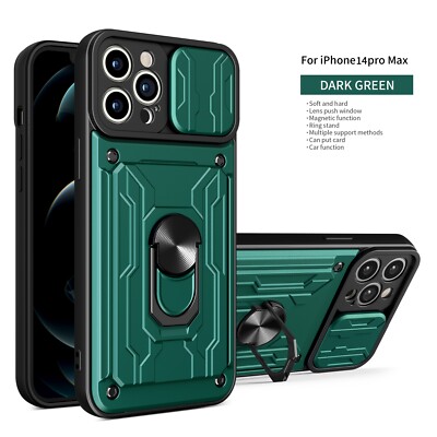 For iPhone 16 Pro Max 15 14 13 12 11 Shockproof Case with Sliding Camera Cover