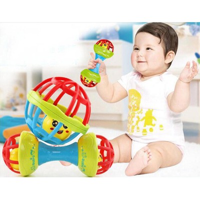 Beißring Hand Ball Baby Rasseln Beißring Greiflinge Schütteln Glocke Spielz P1S4