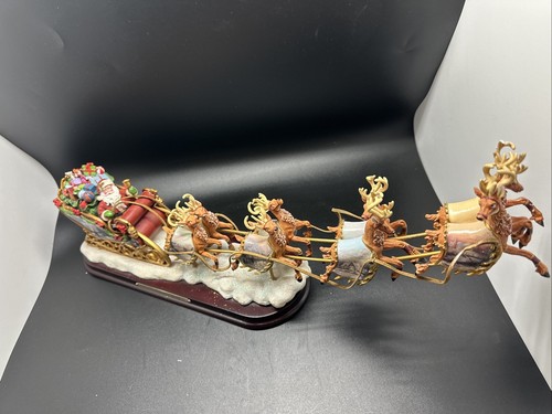 Vintage Thomas Kinkade Bradford Night Before Christmas Illuminated Santa Sleigh - Picture 1 of 15