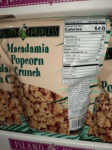 Macadamia Palomitas Crunch Jumbo 16oz Mac Nut Bolsa Mismo Día Envío Global ¡Fresco! - Imagen 2 de 3