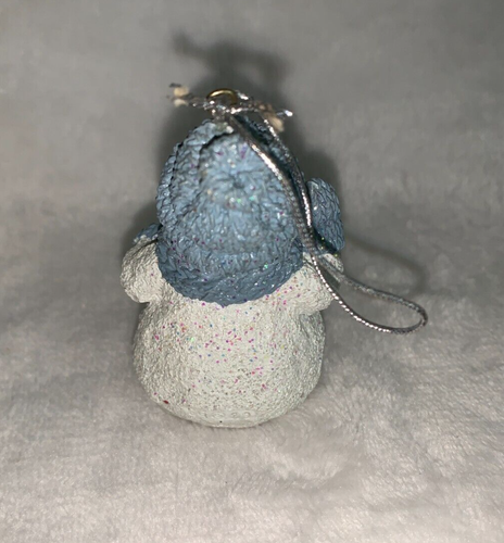 New 2000 Living Stone Snow Buddies Snowman In  Knit Hat With Candy Cane Ornament - Picture 3 of 9
