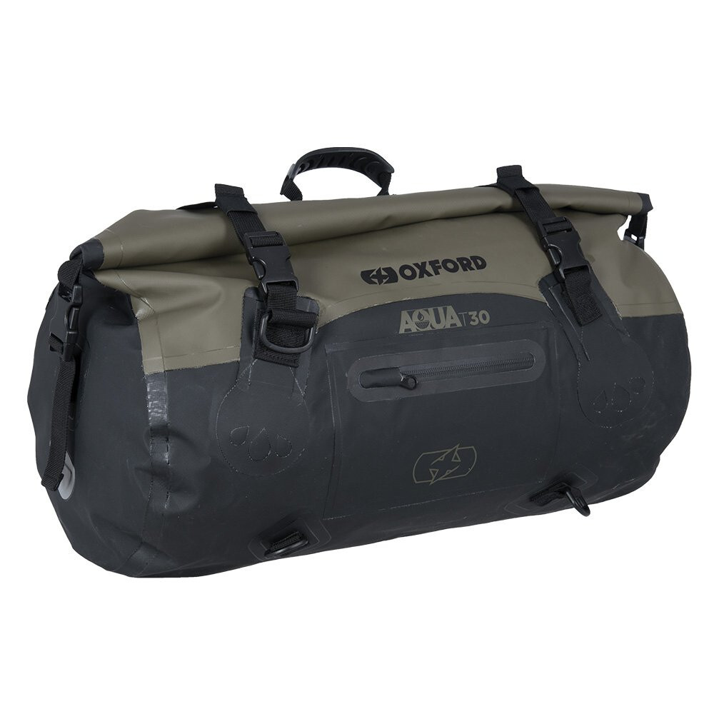 Oxford Aqua T30 Waterproof Motorcycle Motorbike Roll Bag 30 Litre Black Khaki