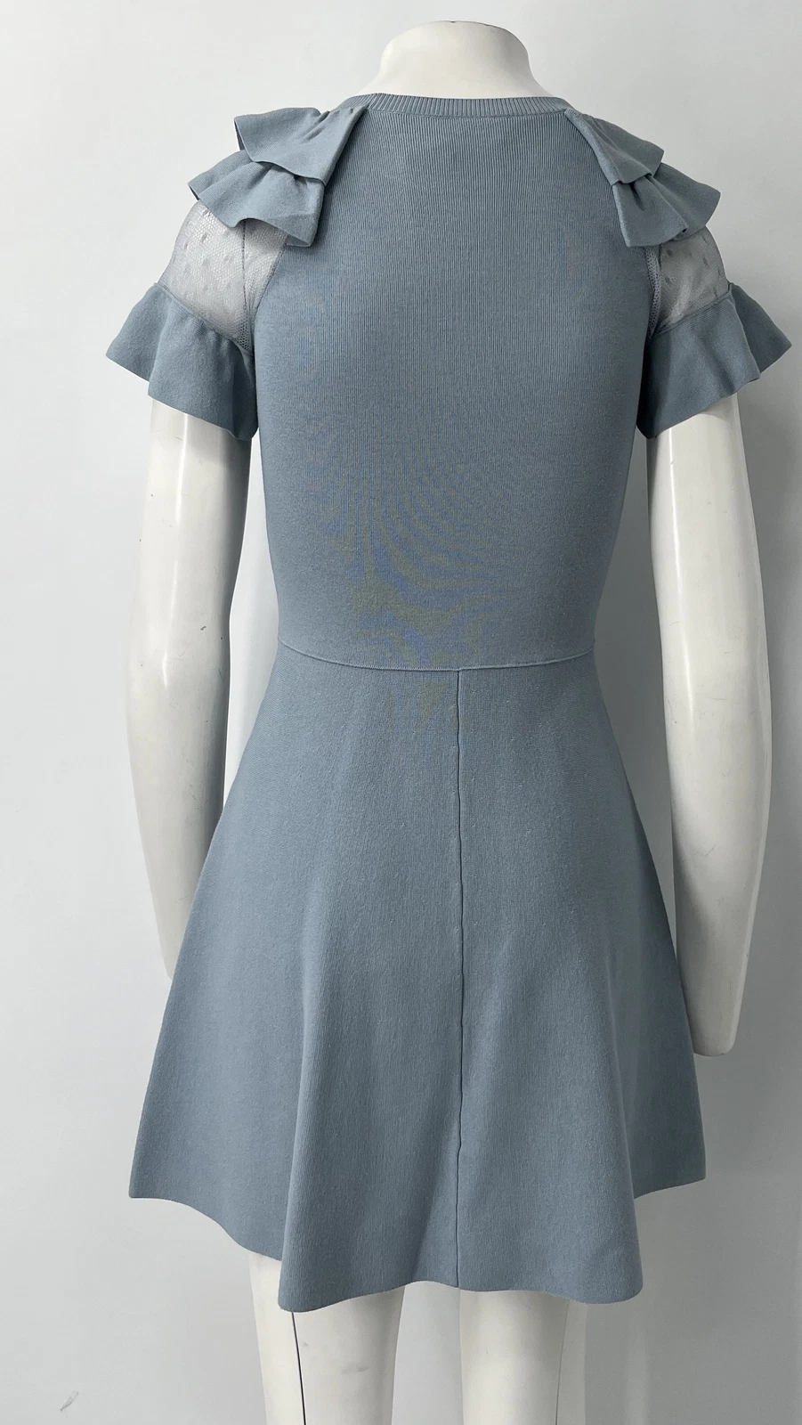 Mini Abito Rosso Valentino Point D'esprit Rifinito A Maglia Stretta Blu taglia S