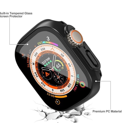 For Apple Watch iWatch Series 8 45mm Teal Hard PC Screen Protector Full Case - Photo 4 sur 6