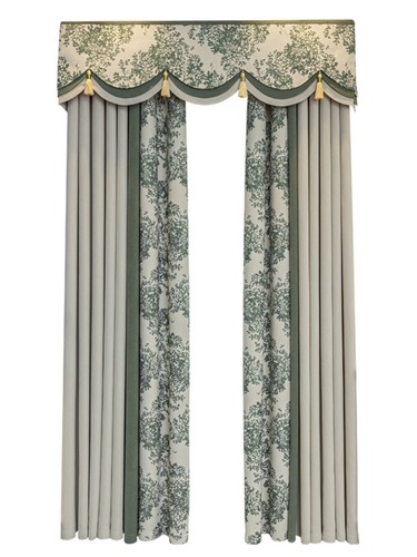 Custom modern French garden Chenille beige cloth curtain valance drape C1669 - Picture 4 of 11