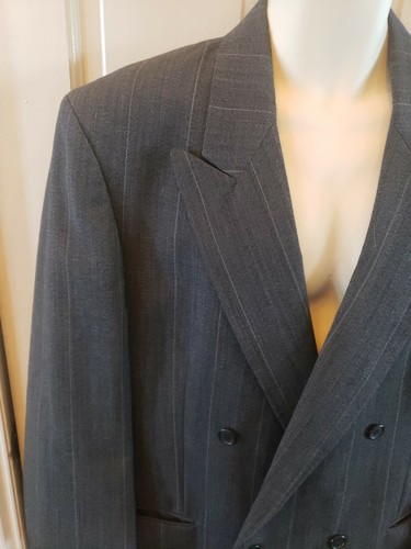 Zagato Collection Mens 42R Gray Grey Stripe Blazer Sport Suit Coat Jacket GREAT  - Picture 2 of 8