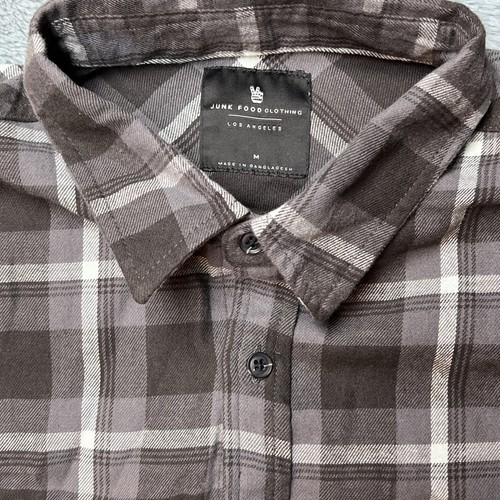 Junk Food Clothing Long Sleeve Plaid Flannel Button Up Shirt Mako Men’s MED - Picture 2 of 16