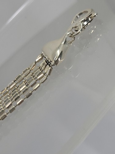 MILOR Italy 925 Sterling Silver Multi-Strand Diamond-Cut Beaded 7.5" Bracelet - Picture 13 of 15