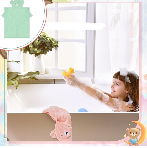 Hooded Toddler Bath Towels for Kid 0-5 Yrs Absorbent Kids Hooded Bath Towel - Picture 4 of 7