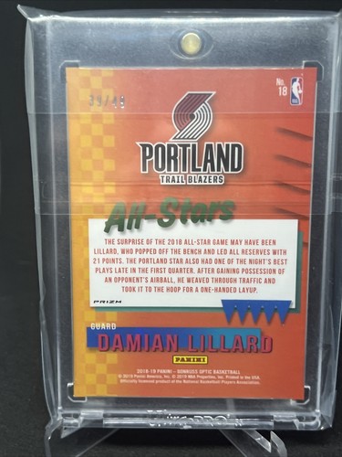 2018-19 Donruss Optic DAMIAN LILLARD #18 All-Stars SP 49/49 Prizm Card Best Pric - Picture 2 of 6