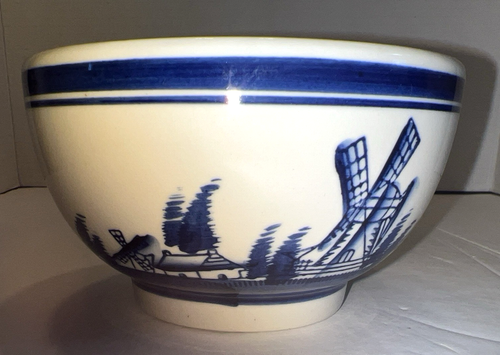 Delft Blue Windmill Sailboat Scenes White Ceramic Bowl 5.25"D x3"T - Picture 5 of 10
