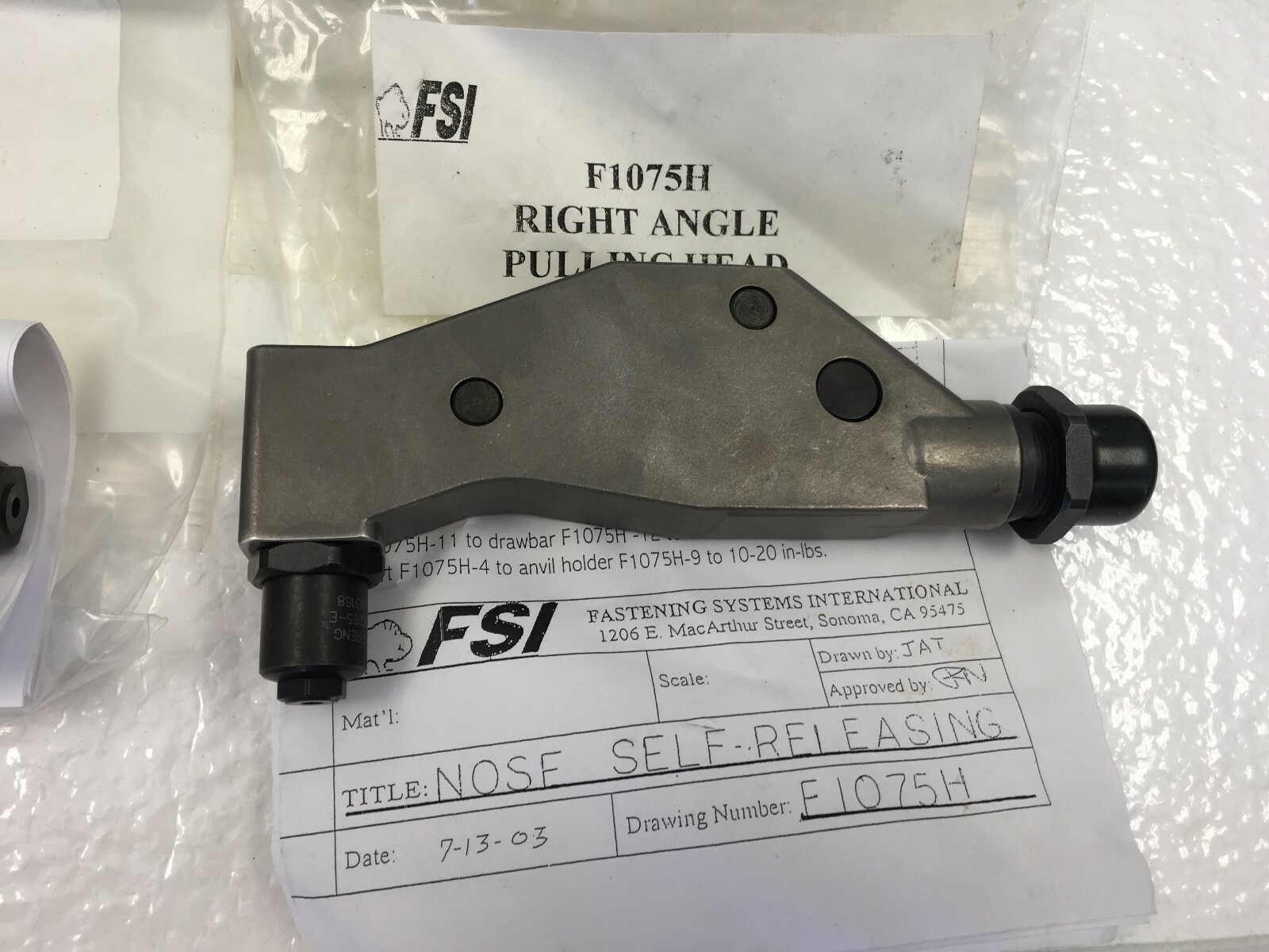 FSI HYDRAULIC BLIND RIVET Rivnut Nutsert Fastener Kit + Pulling Heads