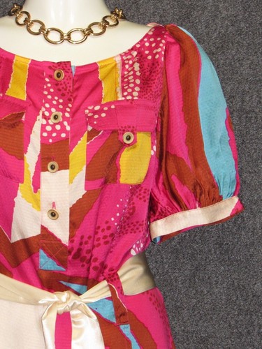 DIANE VON FURSTENBERG Colorful Abstract Pattern Shift Dress SZ 6 - Picture 4 of 8