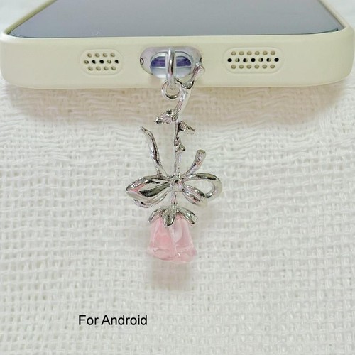 1 Piece Pink Flower Phone Dust Plug Hanging Pendant For Phone/Samsung/Type-C - Zdjęcie 6 z 7
