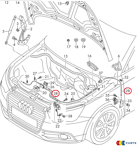 NEW GENUINE AUDI A1 2011 - 2017 BLACK BONNET RELEASE CABLE 8X0823535 - Picture 3 of 3