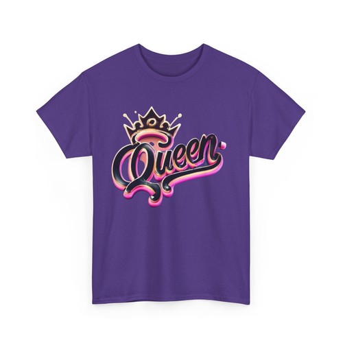 Queen Heavy Cotton Tee, Women's Graphic T-Shirt, King Crown Design
